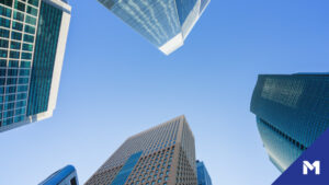 View of skyscrapers from below